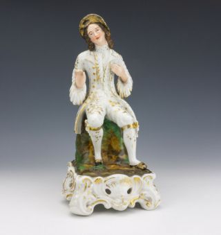 Antique Paris French Porcelain - Hand Painted & Gilded Gentleman Figurine