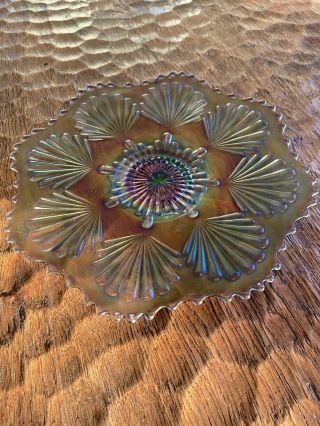 Imperial Shells Antique Carnival Art Glass Plate Smoke Scarce Shape