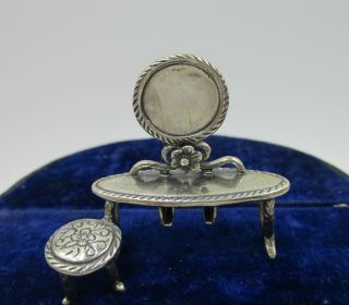 Attractive Vintage Sterling Silver Novelty Dolls House Miniature Dressing Table. 3