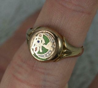 Antique 9ct Rose Gold Rebekahs Independent Order Of Odd Fellows Signet Ring