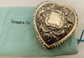 Tiffany And Co.  Heart Shaped Sterling Silver Jewelry Box 1800s - 79 Grams Wow