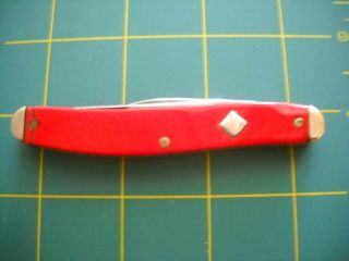 Old Antique Winchester 2 Bld Red Plastic Handle Pocket Knife