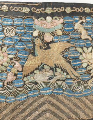 Antique Chinese Silk Embroidered Mandarin Rank Badge Square Robe Panel Bird 4