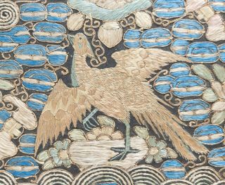 Antique Chinese Silk Embroidered Mandarin Rank Badge Square Robe Panel Bird 6