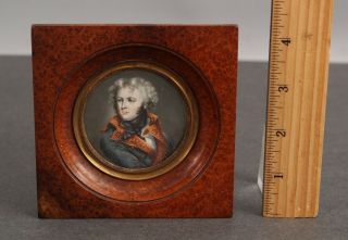 Exceptional Antique 19thc Signed Miniature Portrait Painting Military Officer