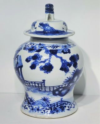 19th c Antique Chinese Blue & White Porcelain Covered Jar Urn Vase Kangxi 2