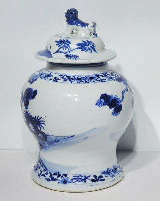 19th c Antique Chinese Blue & White Porcelain Covered Jar Urn Vase Kangxi 3