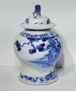 19th c Antique Chinese Blue & White Porcelain Covered Jar Urn Vase Kangxi 4