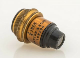 Antique 2/3” Brass Microscope Lens By Watson & Sons C.  Late 1800’s