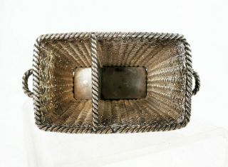 Antique Miniature Finely Woven Silver Wire Laundry Basket 4
