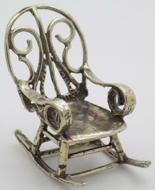 Vintage Solid Silver Italian Made Large Rocking Chair Figurine Hallmarked Mini