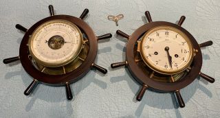 Schatz Royal Mariner Ships Bell Clock & Schatz Barometer,  Set Of 2