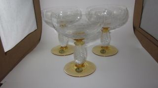Vintage Hand Blown Champagne Glasses By Theresienthal Set Of 3