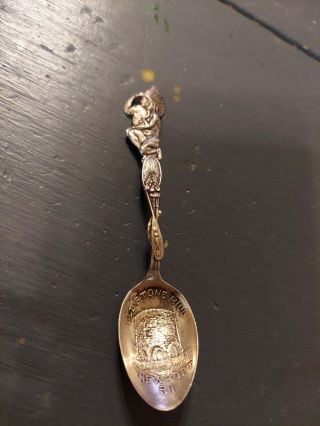 Sterling Silver Souvenir Spoon Newport Ri Old Stone Mill Indian 10.  2g