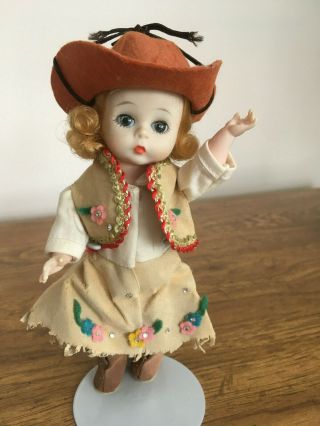 Vintage Madame Alexander Doll,  8 In Bent Knee 1960s Cow Girl Wendy Stand/no Box
