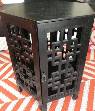 Vintage Asian Style Side End Table Plant Stand Storage Chinoiserie Chic Mcm