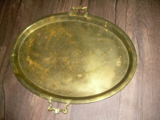 Rare Antique Brass Russian Oval Tray - Tula Stamp ? Imperial ?