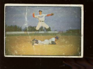 1953 Bowman Color Baseball Card 33 Pee Wee Reese Brooklyn Dodgers