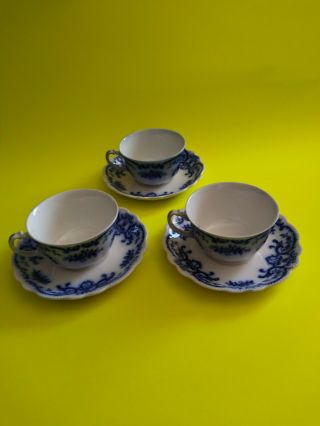Set Of 3 Antique W.  H.  Grindley & Co.  Saucers And Teacups.  Portman Design.  F B.