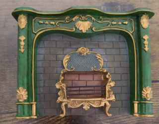 Dollhouse Miniature 1:6 Green Fireplace