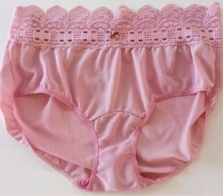 Olga Soft & Silky Princess Pink W/3 " Lace Waistband Back Seamed Panty 6/m