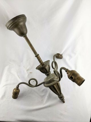 Antique Victorian 3 Arm Brass Chandelier