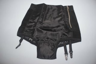 Vintage Panty Girdle With Leagues Modeling Belt,  Black,  Size 6,  Women,  Nos
