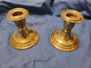 Gorham Sterling Silver Pair Weighted Candlesticks Candle Holders 948