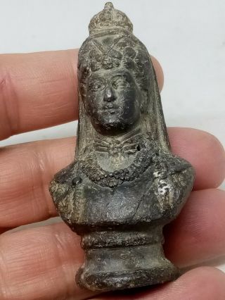 Vintage Antique Spelter Metal Bust Of Queen Mary Figure With Damage As Seen