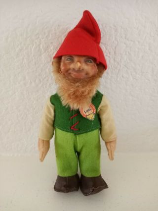 Vintage Lucki Dwarf Elf Gnome 7 " Doll By Steiff Germany With Tag Attached