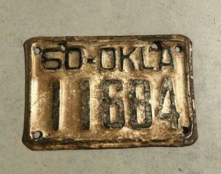 Antique Vintage Oklahoma 1960 Collectible Motorcycle License Plate