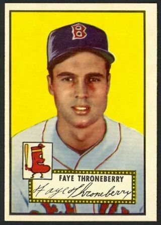 1952 Topps Faye Throneberry 376 - Rc - Rare Hi - Boston Red Sox - Ex,