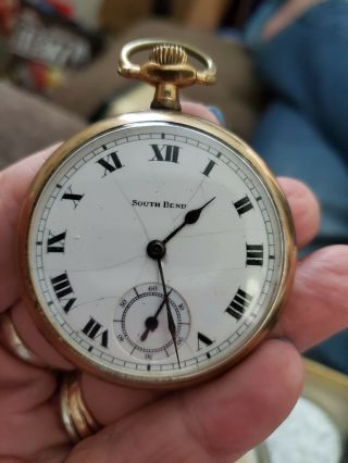 Vintage Antique South Bend 211 17j 10k Gold Filled Pocket Watch