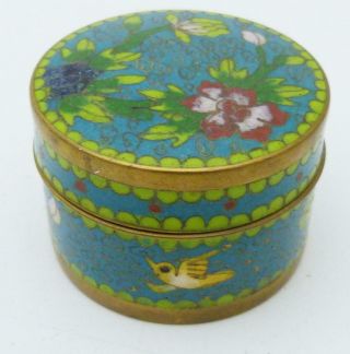 Antique Chinese Cloisonne Trinket Box With Lotus Decoration.