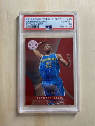 Psa 10 2012 - 13 Panini Totally Certified Red /499 Anthony Davis Gem Rc 29 Lakers