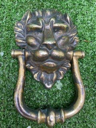 19thc Gothic Bronze Architectural Lion Head Door Knocker C1880s
