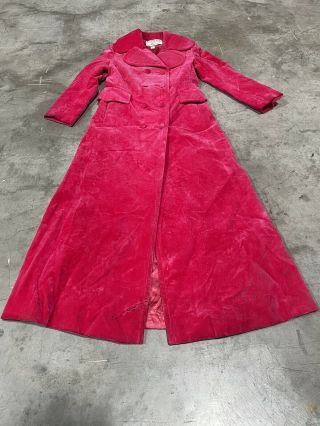 60s 70s Vintage Brittany Bay Womens Pink Velour Overcoat Size Medium
