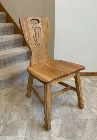 A Brandt Ranch Oak Side Chair 1881 Southwestern Style 1950’s W/ Cactus Back