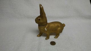 Antique German Paper Mache Rabbit Candy Container Gold Color