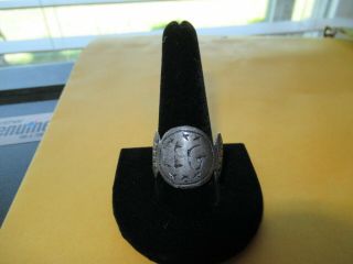460: Ancient Roman Era Silvered Ring With Symbol On Face