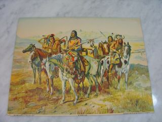 Vintage Cm Russell Lithograph The Advance Gaurd Native American Scene Print Usa