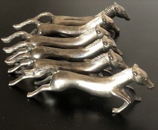 Lovely Vintage Set Of 6 Horse Silver Plated Knife Rests