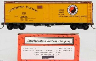 Intermountain 45502 - 02 Norhtern Pacific Steel Sided Ice Bunker Car 91061 Ln/box