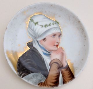 Antique Hand Painted Portrait Plate,  Royal Vienna Style,  “ Grecian Bride”