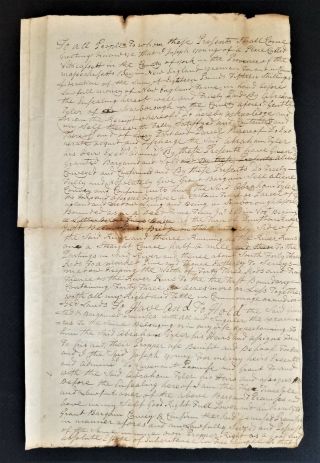 1743 Antique Colonial Deed Wiscasett Me Joseph Young David Cargill Handwritten