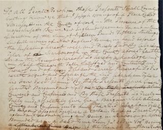 1743 antique COLONIAL DEED wiscasett me Joseph YOUNG David CARGILL handwritten 3