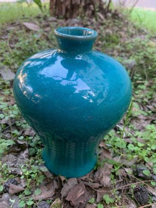 Antique Chinese Blue - Glazed Crackle Porcelain China Export Vase No Mark