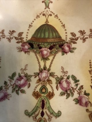 Antique Devon Ware Art Nouveau Pedestal Dish Blush Ruffled Rim Numbered 2