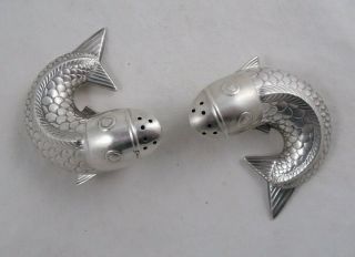 J.  Tostrup Sterling Silver Salt & Pepper Shakers Fish Figural