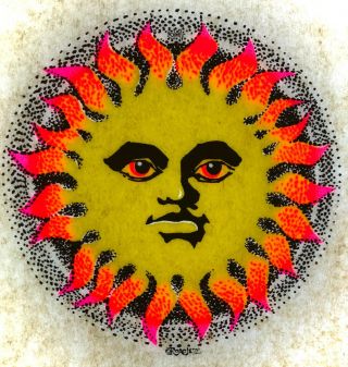 Vintage 1972 Roach Psychedelic Sun Iron On Transfer Dayglo